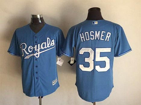 Men's Kansas City Royals #35 Eric Hosmer Light Blue Alternate 2015 MLB Cool Base Jersey