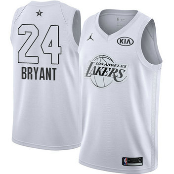 Men's Lakers #24 Kobe Bryant White NBA Jordan Swingman 2018 All-Star Game Jersey Men's Lakers #24 Kobe Bryant White NBA Jordan Swingman 2018 All-Star Game Jersey