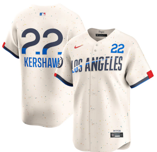 Men's Los Angeles Dodgers Clayton Kershaw Nike Cream 2024 City Connect Limited Player Jersey Men's Los Angeles Dodgers Clayton Kershaw Nike Cream 2024 City Connect Limited Player Jersey