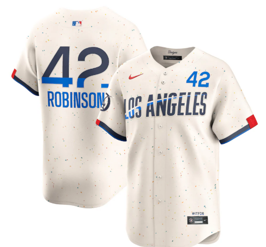 Men's Los Angeles Dodgers Jackie Robinson Nike Cream 2024 City Connect Limited Player Jersey Men's Los Angeles Dodgers Jackie Robinson Nike Cream 2024 City Connect Limited Player Jersey