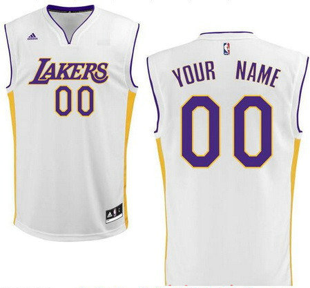 Men's Los Angeles Lakers White Custom adidas Swingman Alternate Basketball Jersey Men's Los Angeles Lakers White Custom adidas Swingman Alternate Basketball Jersey