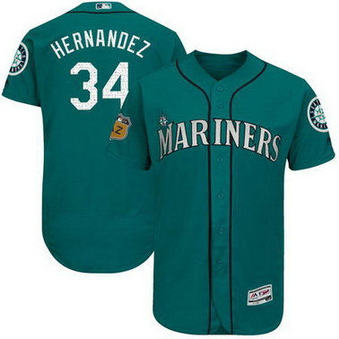 Men's Mariners 34 Felix Hernandez Green 2017 Spring Training Flexbase Jersey