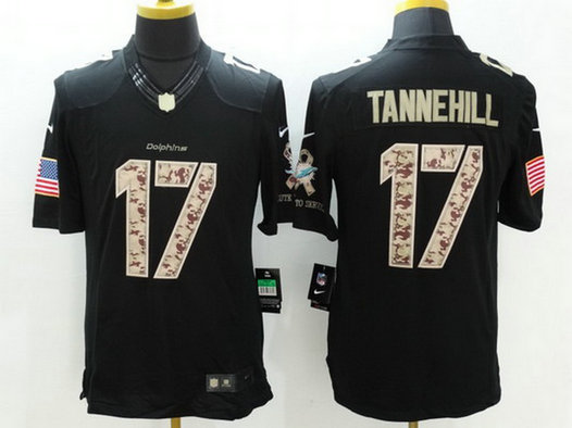 Men's Miami Dolphins #17 Ryan Tannehill Black Salute to Service NFL Nike Limited Jersey