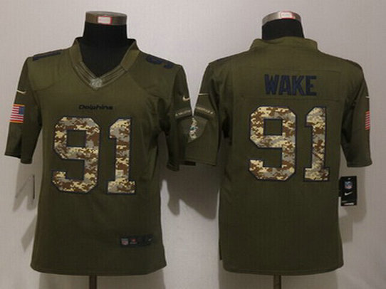 Men's Miami Dolphins #91 Cameron Wake Green Salute to Service 2015 NFL Nike Limited Jersey