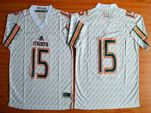 Men's Miami Hurricanes #15 Brad Kaaya White 2015 College Football adidas Jersey