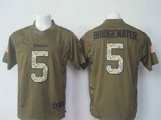 Men's Minnesota Vikings #5 Teddy Bridgewater Green Salute to Service 2015 NFL Nike Limited Jersey Men's Minnesota Vikings #5 Teddy Bridgewater Green Salute to Service 2015 NFL Nike Limited Jersey