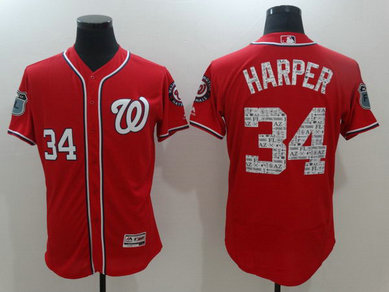 Men's Nationals 34 Bryce Harper Red 2017 Spring Training Flexbase Jersey