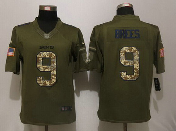 Men's New Orleans Saints #9 Drew Brees Green Salute to Service 2015 NFL Nike Limited Jersey Men's New Orleans Saints #9 Drew Brees Green Salute to Service 2015 NFL Nike Limited Jersey