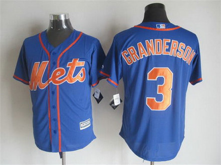 Men's New York Mets #3 Curtis Granderson Alternate Blue With Orange 2015 MLB Cool Base Jersey Men's New York Mets #3 Curtis Granderson Alternate Blue With Orange 2015 MLB Cool Base Jersey
