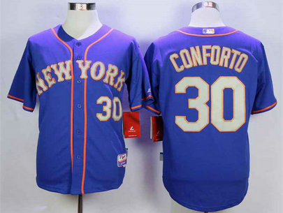 Men's New York Mets #30 Michael Conforto Blue Road Cool Base Jersey Men's New York Mets #30 Michael Conforto Blue Road Cool Base Jersey