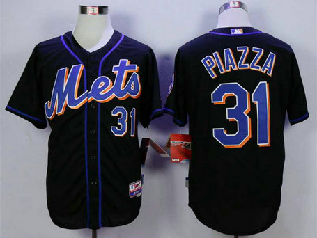 Men's New York Mets #31 Mike Piazza Black Cool Base Jersey Men's New York Mets #31 Mike Piazza Black Cool Base Jersey