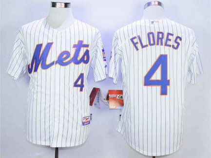 Men's New York Mets #4 Wilmer Flores White Cool Base Jersey Men's New York Mets #4 Wilmer Flores White Cool Base Jersey