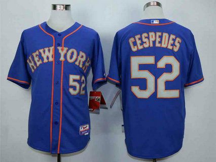 Men's New York Mets #52 Yoenis Cespedes Blue Cool Base Road Jersey Men's New York Mets #52 Yoenis Cespedes Blue Cool Base Road Jersey