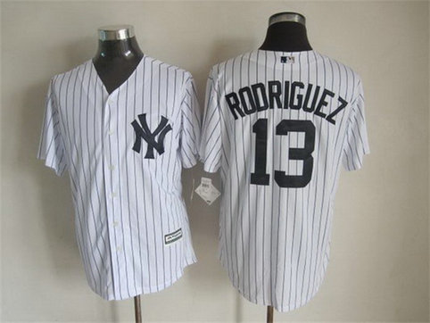Men's New York Yankees #13 Alex Rodriguez 2015 New White Black Pinstripe Jersey Men's New York Yankees #13 Alex Rodriguez 2015 New White Black Pinstripe Jersey