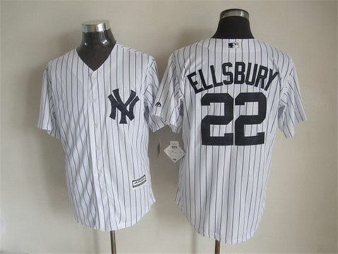 Men's New York Yankees #22 Jacoby Ellsbury 2015 New White Black Pinstripe Jersey Men's New York Yankees #22 Jacoby Ellsbury 2015 New White Black Pinstripe Jersey