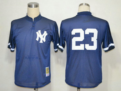 Men's New York Yankees #23 Don Mattingly 1995 Mesh BP Navy Blue Throwback Jersey Men's New York Yankees #23 Don Mattingly 1995 Mesh BP Navy Blue Throwback Jersey