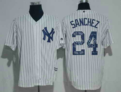 Men's New York Yankees #24 Gary Sanchez Retired White Team Logo Ornamented MLB Majestic Cool Base Stitched Jersey Men's New York Yankees #24 Gary Sanchez Retired White Team Logo Ornamented MLB Majestic Cool Base Stitched Jersey