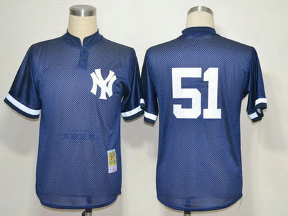Men's New York Yankees #51 Bernie Williams 1995 Mesh BP Navy Blue Throwback Jersey Men's New York Yankees #51 Bernie Williams 1995 Mesh BP Navy Blue Throwback Jersey