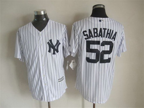 Men's New York Yankees #52 CC Sabathia 2015 New White Black Pinstripe Jersey Men's New York Yankees #52 CC Sabathia 2015 New White Black Pinstripe Jersey