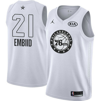 Men's Nike 76ers #21 Joel Embiid White NBA Jordan Swingman 2018 All-Star Game Jersey Men's Nike 76ers #21 Joel Embiid White NBA Jordan Swingman 2018 All-Star Game Jersey