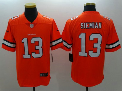 Men's Nike Denver Broncos #13 Trevor Siemian Orange Color Rush Limited Jersey