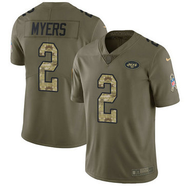 Men's Nike Jets #2 Jason Myers Olive Camo Stitched NFL Limited 2017 Salute To Service Jersey Men's Nike Jets #2 Jason Myers Olive Camo Stitched NFL Limited 2017 Salute To Service Jersey