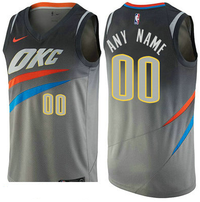 Men's Nike Oklahoma City Thunder Customized Swingman Gray NBA City Edition Jersey Men's Nike Oklahoma City Thunder Customized Swingman Gray NBA City Edition Jersey