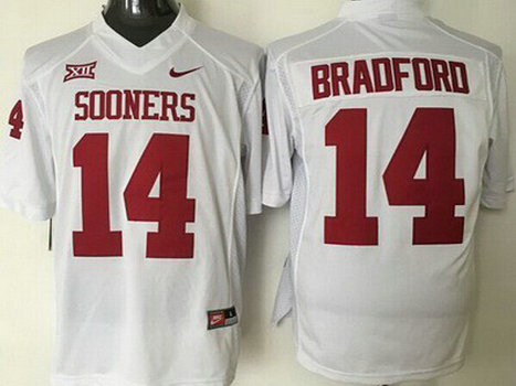 Men's Oklahoma Sooners #14 Sam Bradford White College Football Nike Jersey Men's Oklahoma Sooners #14 Sam Bradford White College Football Nike Jersey
