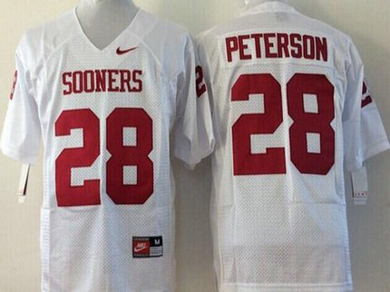 Men's Oklahoma Sooners #28 Adrian Peterson White College Football Nike Jersey Men's Oklahoma Sooners #28 Adrian Peterson White College Football Nike Jersey