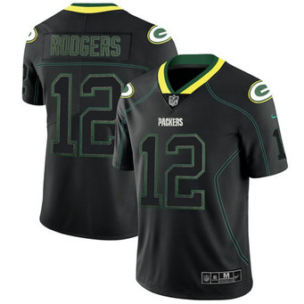 Men's Packers #12 Aaron Rodgers Lights Out Black Nike Stitched NFL Limited Rush Jersey Men's Packers #12 Aaron Rodgers Lights Out Black Nike Stitched NFL Limited Rush Jersey