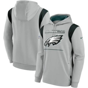 Men's Philadelphia Eagles 2021 Gray Sideline Logo Performance Pullover Hoodie Men's Philadelphia Eagles 2021 Gray Sideline Logo Performance Pullover Hoodie
