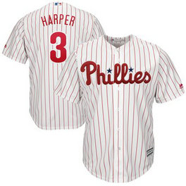 Men's Philadelphia Phillies #3 Bryce Harper White Home Stitched MLB Majestic Cool Base Jersey Men's Philadelphia Phillies #3 Bryce Harper White Home Stitched MLB Majestic Cool Base Jersey