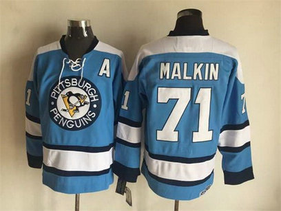 Men's Pittsburgh Penguins #71 Evgeni Malkin 1960 Light Blue CCM Vintage Throwback Hockey Jersey Men's Pittsburgh Penguins #71 Evgeni Malkin 1960 Light Blue CCM Vintage Throwback Hockey Jersey