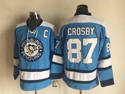 Men's Pittsburgh Penguins #87 Sidney Crosby 1960 Light Blue CCM Vintage Throwback Hockey Jersey Men's Pittsburgh Penguins #87 Sidney Crosby 1960 Light Blue CCM Vintage Throwback Hockey Jersey