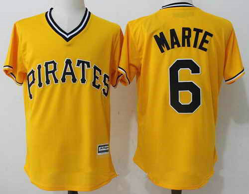 Men's Pittsburgh Pirates #6 Starling Marte Yellow MLB Majestic Cool Base Stitched Jersey Men's Pittsburgh Pirates #6 Starling Marte Yellow MLB Majestic Cool Base Stitched Jersey