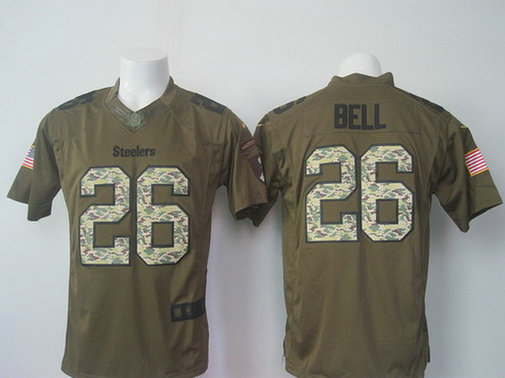 Men's Pittsburgh Steelers #26 LeVeon Bell Green Salute to Service 2015 NFL Nike Limited Jersey Men's Pittsburgh Steelers #26 LeVeon Bell Green Salute to Service 2015 NFL Nike Limited Jersey