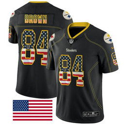 Men's Pittsburgh Steelers #84 Antonio Brown Black Nike Stitched NFL Limited Rush USA Flag Jersey Men's Pittsburgh Steelers #84 Antonio Brown Black Nike Stitched NFL Limited Rush USA Flag Jersey