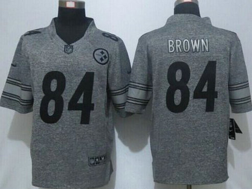 Men's Pittsburgh Steelers #84 Antonio Brown Nike Gray Gridiron 2015 NFL Gray Limited Jersey