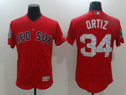 Men's Red Sox 34 David Ortiz Red 2017 Spring Training Flexbase Jersey