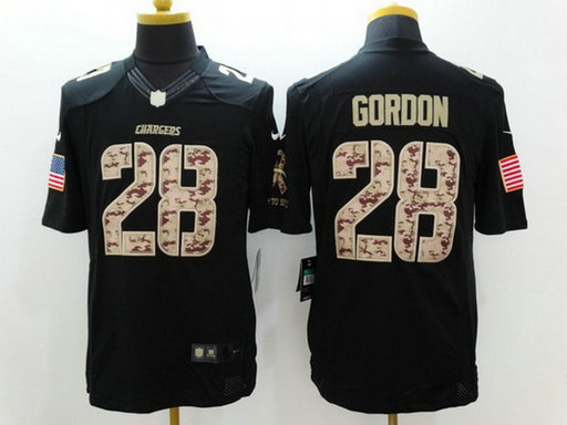 Men's San Diego Chargers #28 Melvin Gordon Black Salute to Service NFL Nike Limited Jersey Men's San Diego Chargers #28 Melvin Gordon Black Salute to Service NFL Nike Limited Jersey