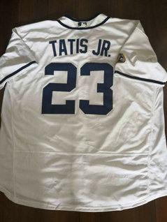Men's San Diego Padres #23 Fernando Tatis Jr. White Flexbase Authentic Collection Stitched Baseball Jersey Men's San Diego Padres #23 Fernando Tatis Jr. White Flexbase Authentic Collection Stitched Baseball Jersey
