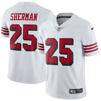 Men's San Francisco 49ers #25 Richard Sherman Nike White Color Rush Vapor Untouchable Limited Player Jersey Men's San Francisco 49ers #25 Richard Sherman Nike White Color Rush Vapor Untouchable Limited Player Jersey
