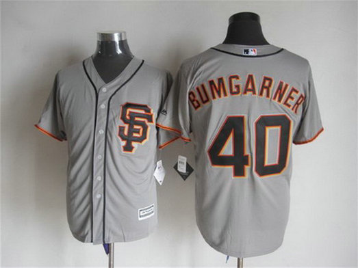 Men's San Francisco Giants #40 Madison Bumgarner Alternate Gray SF 2015 MLB Cool Base Jersey Men's San Francisco Giants #40 Madison Bumgarner Alternate Gray SF 2015 MLB Cool Base Jersey