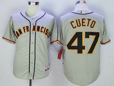 Men's San Francisco Giants #47 Johnny Cueto Grey Cool Base Jersey Men's San Francisco Giants #47 Johnny Cueto Grey Cool Base Jersey