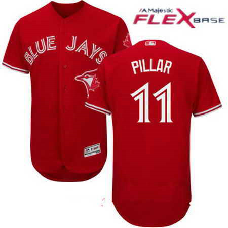 Men's Stitched Toronto Blue Jays #11 Kevin Pillar Red MLB 2017 Majestic Flex Base Jersey