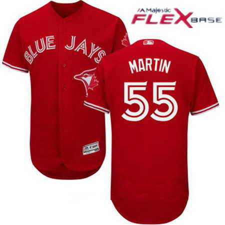 Men's Stitched Toronto Blue Jays #55 Russell Martin Red MLB 2017 Majestic Flex Base Jersey