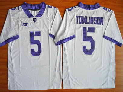 Men's TCU Horned Frogs #5 LaDainian Tomlinson White College Football Limited Jersey