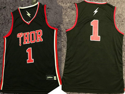 Men's The Avengers #1 Thor Black fashion Basketball Jersey Men's The Avengers #1 Thor Black fashion Basketball Jersey