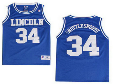 Men's The Movie Lincoln #34 Shuttlesworth Blue Swingman Basketball Jersey Men's The Movie Lincoln #34 Shuttlesworth Blue Swingman Basketball Jersey