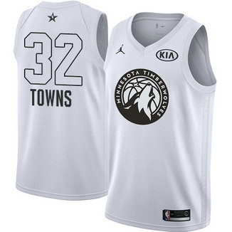 Men's Timberwolves #32 Karl-Anthony Towns White NBA Jordan Swingman 2018 All-Star Game Jersey